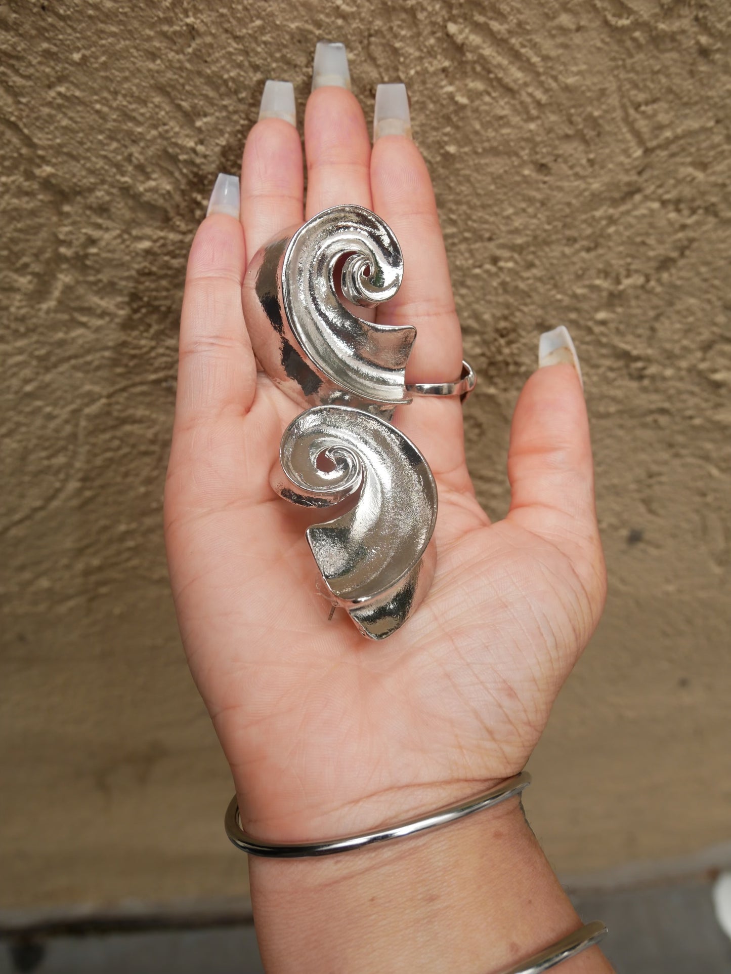 Chrome swirl earrings