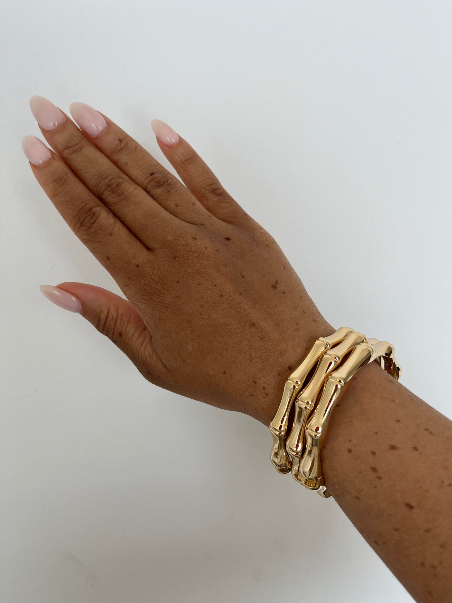 Gold bamboo bracelet set