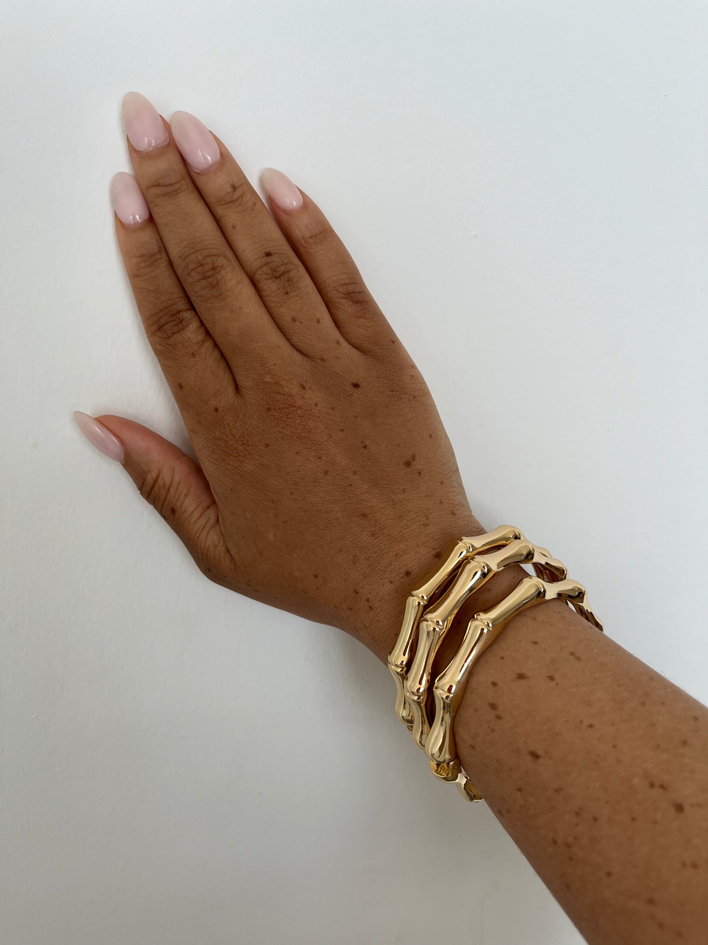 Gold bamboo bracelet set