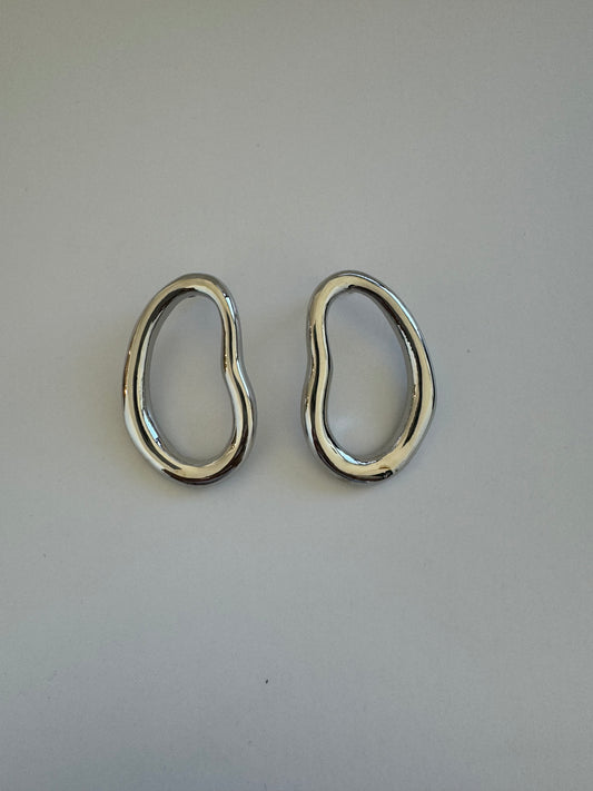 Irregular chrome earrings