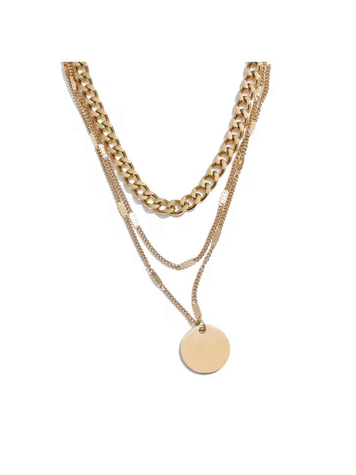 Eclipse disc layered necklace