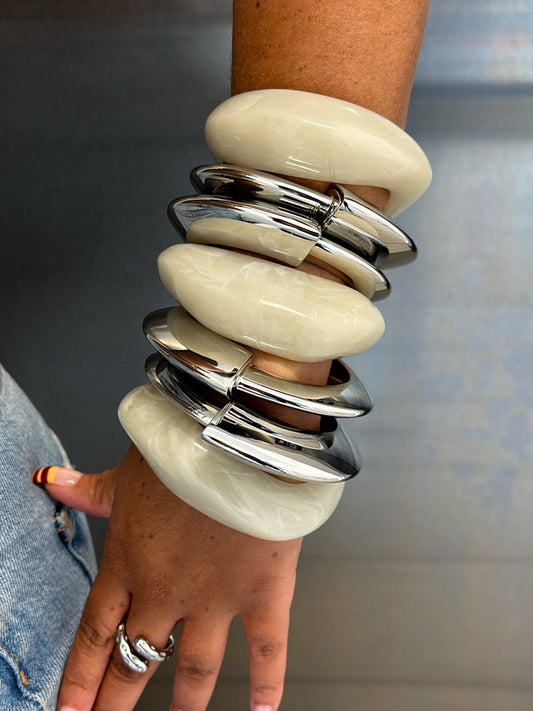 Ivory Wave x Chrome Clasp Bonus Stack