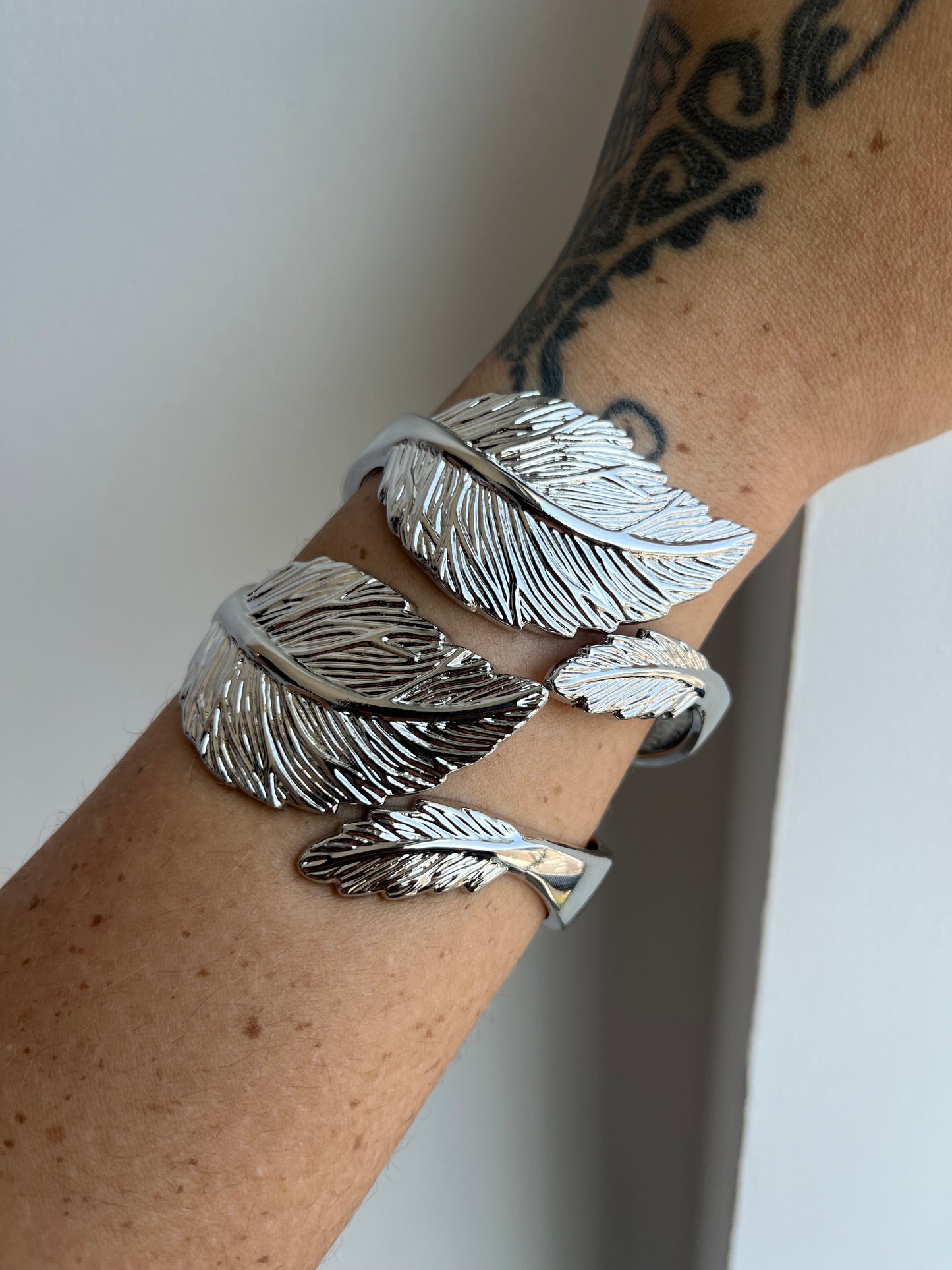 Chrome leaf bracelet